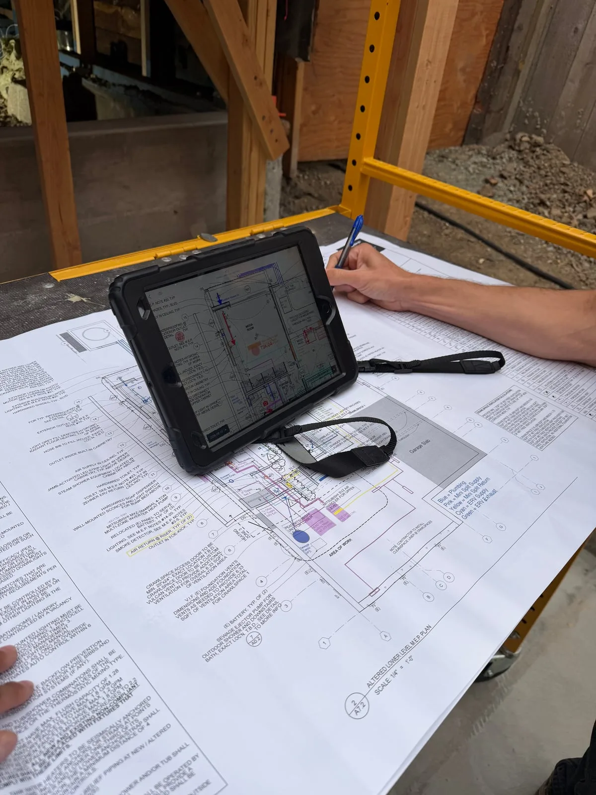 3rdGen team reviewing mechanical plans and equipment coordination on a Bay Area jobsite