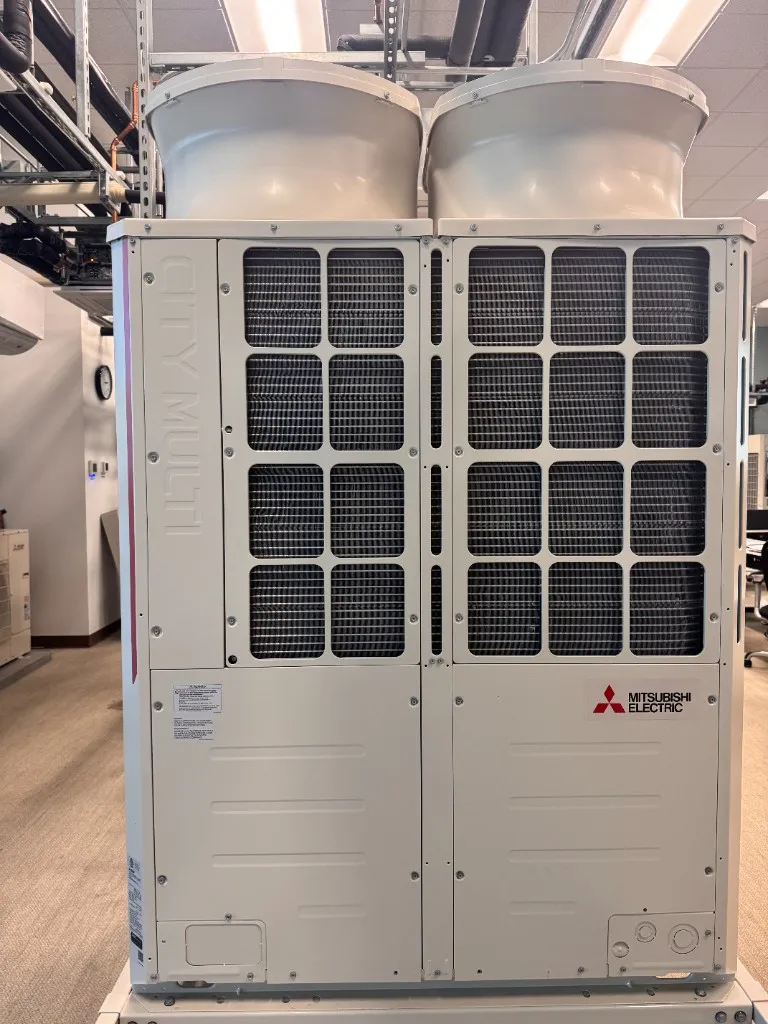 Mitsubishi Electric CITY MULTI commercial VRF outdoor modules staged for the Sentinel Building modernization, San Francisco.